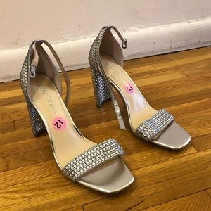 Silver Rhinestone Heels Size 12